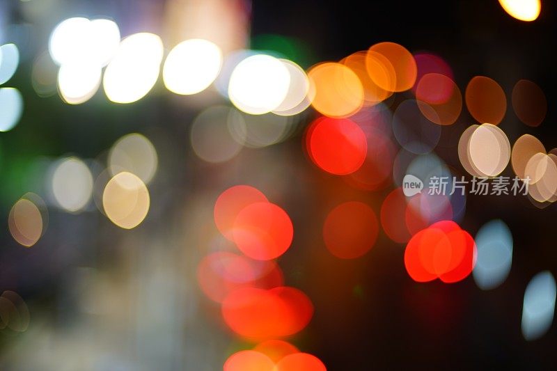 Out of Focus City Lights和lamp with car